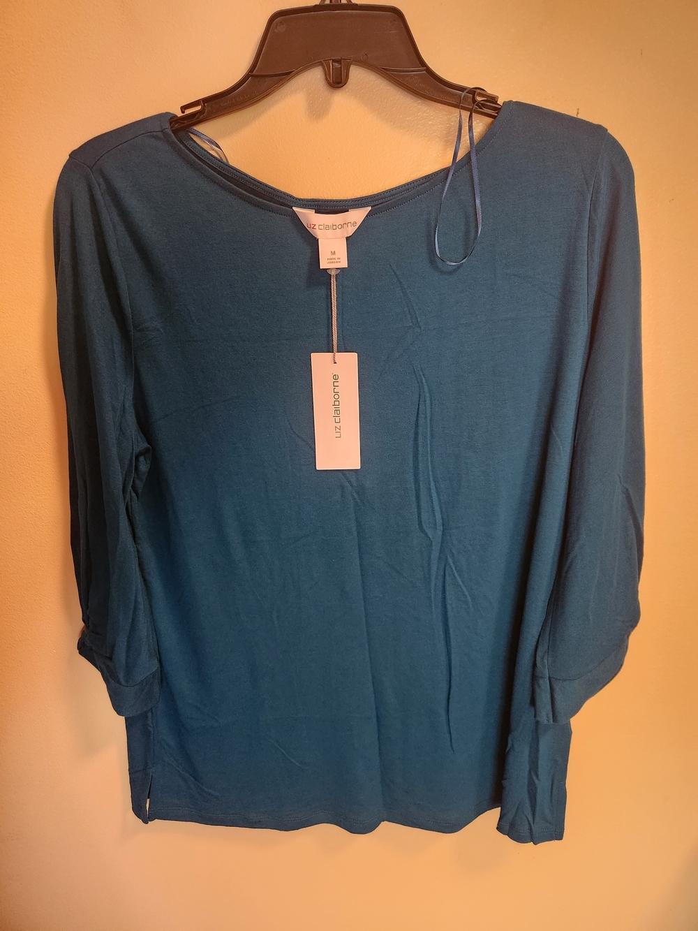 Liz Claiborne Teal Long Sleeve Round Neck Top